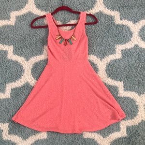 Coralcheetah print textured dress w/ keyhole back